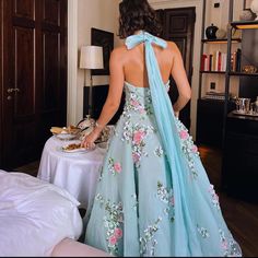 Elevate your evening look with our Chic 3D Flowers Halter Aqua Evening Dress SS219. The halter neckline and delicate 3D floral details create a modern and elegant silhouette. Made with high-quality materials, this dress will make you stand out at any event. window.adminAccountId=244214477; 3d Flower Dress, Orange Evening Dresses, Wedding Gown Simple Elegant, Silver Evening Dress, Wedding Gown Simple, Purple Evening Dress, Green Evening Dress, Pink Evening Dress, White Evening Dress