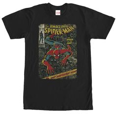 Spiderman Tshirt, Black Spider Man, Spider Man Shirt, Spider Man Comic, Shirt Display, Book Tshirts, Spiderman Comic, Man Thing Marvel, Classic Comics