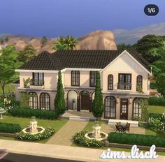 a large house with lots of trees and bushes