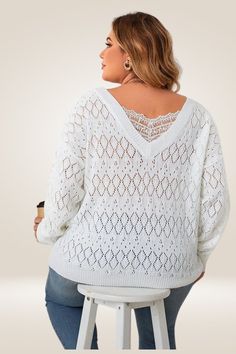 Elevate your style with our white knitted plus size sweater. Crafted from premium acrylic, it provides a cozy fit and a timeless v-neck neckline for effortless elegance. Ideal for the fall/winter months. Knitting Detail Athletic Trim Long Sleeve Party Kleidung, Plus Size Sweaters, Cozy Fits, Winter Months, Sweater Sale, White Sweaters, Latest Trends, Fall Winter, V Neck