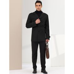 Men's solid trench coat, lapel, double-breasted, button closure, belt. The solid peacoats are with a belt, which makes this casual pea coat different from the other overcoats. Casual style, suitable for formal business and casual occasions. A wardrobe unique necessity for you to release your charm and be attractive in winter or autumn days. Gifts for your brothers, father, friends or boyfriend, and yourself. Winter Business Blazer With Belt Loops, Black Double-breasted Peacoat For Business, Formal Double-breasted Outerwear With Belt Loops, Double-breasted Black Pea Coat For Business, Black Double-breasted Pea Coat For Business, Black Double-breasted Belted Pea Coat, Black Belted Double-breasted Pea Coat, Black Business Outerwear With Belt Loops, Belted Business Blazer For Winter