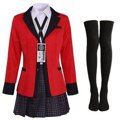 PRICES MAY VARY. Package Includes: Jacket+Shirt+Skirt+Knee Socks+Necktie High Quality Fabrics.This Anime Cosplay Full Set Costume is made of 100% polyester, the fabric is windproof, durable, not easy to wrinkle, does not fade, easy to care, and machine washable. Size Tips.There are four sizes of S-XXL for you to choose, which can suit most customers. The size is different from the US size, please refer to the size chart data before buying; if your size is between the two sizes, it is recommended Yumeko Costume, Anime Yumeko, Yumeko Jabami Cosplay, Kakegurui Cosplay, Anime Kakegurui, Jabami Yumeko, Cartoon Costumes, Striped Stockings, Anime Halloween