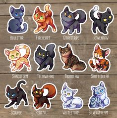 the cats stickers are all different colors and sizes