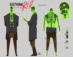 the concept art for batman's animated movie character costumes, including green and black