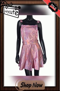 Glitter Laser Holographic A Line Dress Women Backless Criss Cross Buckle Strap Wet Look Fall Fashion Sexy Mini Dresses Wet Look, Waist Dress, Dresses By Length, Women's Fashion Dresses, White Lace, Dress Shop, A Line Dress, Party Dress, Short Dresses