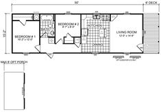 the floor plan for a mobile home with two bedroom and an attached living room area