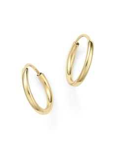 Delicately proportioned for every day wear, these polished hoop earrings are crafted of 14K yellow gold. Everyday Polished Yellow Gold Hoop Earrings, Yellow Gold Polished Hoop Earrings For Everyday, Everyday Yellow Gold Polished Hoop Earrings, Everyday Yellow Gold Shiny Hoop Earrings, Polished Small Hoop Huggie Earrings In Yellow Gold, Small Hoop Huggie Earrings In Polished Yellow Gold, Yellow Gold Polished Small Hoop Huggie Earrings, Everyday Yellow Gold Huggie Earrings With Polished Finish, Huggie Hoop Earrings In Polished Yellow Gold