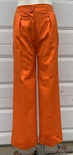 Vintage 1960s 70s Wide Cuffed Bell Bottoms Orange Pants | eBay 70s Inspired Cotton Wide Leg Pants, 70s Inspired Wide Leg Cotton Pants, 70s Inspired High Waist Cotton Bottoms, Retro Orange Wide-leg Bottoms, Retro Orange Cotton Bottoms, Retro Orange Wide Leg Bottoms, Retro Wide Leg Orange Bottoms, 1970s Style Full Length Cotton Pants, Retro Full Length Orange Bottoms