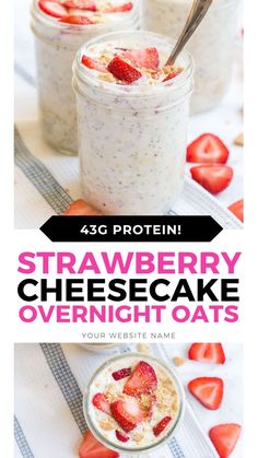 overnight oats Overnight Oats High Protein, Strawberry Cheesecake Overnight Oats, Cheesecake Overnight Oats