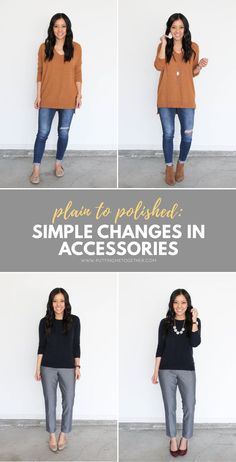 How to Put Together Outfits: From Plain to Polished with Accessories for Casual and Business Casual Outfits Plain Outfits, Outfit Formulas, 60 Fashion, Business Casual Outfits, Fashion Help, Outfits Casuales, Latest Fashion For Women