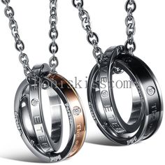 Stainless Steel Eternal Love Twist Ring Couples Pendant Necklace Christmas Gift Cute Couple Rings, Jewelry For Couples, Gold Man, Promise Necklace, Interlocking Ring, Couple Necklaces, Diamond Solitaire Necklace, Solitaire Necklaces, Mens Pendant