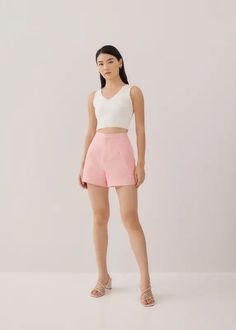 Buy Thorali Knit Crop Top @ Love, Bonito | Shop Women's Fashion Online | Love, Bonito INTL Chic Pink Short Length Top, Chic Pink Short-length Tops, Trendy Short Length Ribbed Top, Trendy Ribbed Short-length Top, Ribbed V-neck Knit Top For Day Out, Pink Cotton V-neck Knit Top, Ribbed Short Length Tops For Spring, Purple Wisteria, Knitted Crop Tank Top