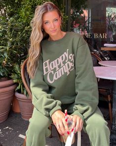 An addition to the Puff Series Collection. The perfect gift for yourself or someone you love. Big puff print logo on the front center top . Made with 100% sustainable materials. Purchase the matching sweats for the complete fit. Features Unisex Ultra cozy heavy-weight fleece Hunter Green fleece with thick Sand puff print "Happy Camp3r" on the front and "Happy Camp3r" on the back MATERIALS & SUSTAINABILITY This item is 100% sustainable made of 50% organic cotton/50% recycled polyester. 350 GSM he Relaxed Fit Sweats With Letter Print, Casual Fleece Sweatshirt For Lounging, Relaxed Fit Letter Print Comfy Sweats, Comfortable Letter Print Sweats With Relaxed Fit, Fall Loungewear Sweats With Letter Print, Fall Loungewear Sweatshirt With Logo Print, Fleece Sweats With Letter Print For Loungewear, Fall Athleisure Sweats With Logo Print, Cozy Sweats With Letter Print For Loungewear