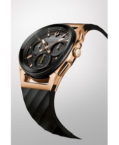 Bulova Men's Chronograph Curv Black Rubber Strap Watch 44mm & Reviews - All Fine Jewelry - Jewelry & Watches - Macy's Mens Watches Leather, Mens Chronograph, Skeleton Watches, Rose Gold Watches, Gold Rush, Mens Cologne, Luxury Watches For Men, Mens Gift Sets, Watches Jewelry