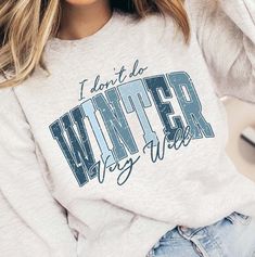 Brave the cold in style with our "I Don't Do Winter Very Well" crew sweatshirt. Perfect for keeping you cozy during those chilly months. Design is Printed Direct to Garment. See Size Guide for Unisex Crew Sweatshirt in photos We recommend comparing these measurements against a sweatshirt that you like the fit of for ordering a sweatshirt that will fit best. Crafted Just for You: Our products are made to order, and we're all about delivering that extra touch of personalization. Expect an order confirmation email right after you shop, and then we'll hustle to get your order ready within 7 days. When it's time to ship, we'll send you a delightfully exciting email with tracking to keep you in the loop. Unwrap the Fun: Anticipate the arrival of your goodies within 7 days. Need assistance? Reach Gray Crew Neck Sweats For Winter, Heather Grey Long Sleeve Sweats For Winter, Cozy Fit Heather Grey Winter Sweater, Gray Letter Print Winter Sweatshirt, Winter Gray Sweatshirt With Letter Print, Heather Grey Fleece Sweats For Winter, Winter Gray Letter Print Sweatshirt, Winter Sporty Sweatshirt With Comfortable Fit, Cozy Graphic Print Winter Sweater