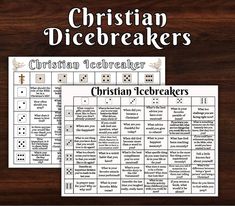 christian dicebreakers with the words christian ice breakers