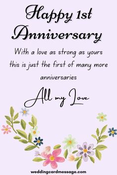 an anniversary card with flowers on it