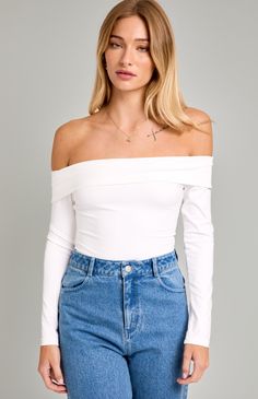 White Off Shoulder Bodysuit Spring Off-shoulder Solid Bodysuit, Spring White Off-shoulder Bodysuit, Casual Off-shoulder Stretch Bodysuit, Off Shoulder Bodysuit, Belt Jewelry, Arkansas Razorbacks, White Off Shoulder, Top Sales, Dress Romper