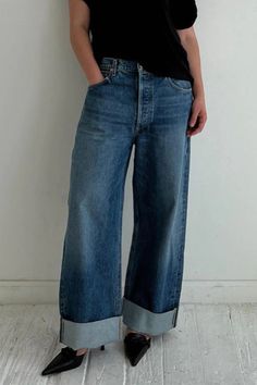 Citizens of Hummanity Ayla baggy jean rolled cuffed hem brielle | Pipe and Row Cuffed Baggy Jeans, Rolled Up Jeans, Baggy Jean, Oversized Jeans, Cuffed Jeans, Wide Jeans, Perfect Jeans, Oversized Silhouette, Wide Leg Denim