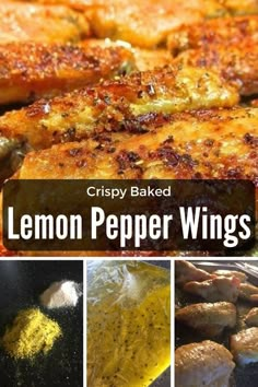 lemon pepper wings are being cooked in the oven and then fried to make them crispy