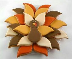 decorated cookies in the shape of a turkey