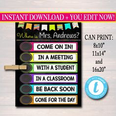 an instant printable classroom poster for teachers to use on the back of their bulletin board