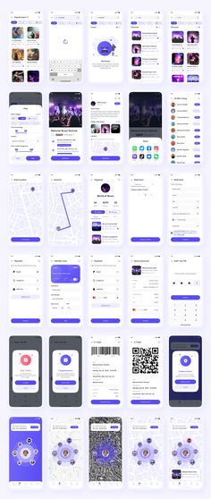 an image of a bunch of different webpages on the same page, all in purple