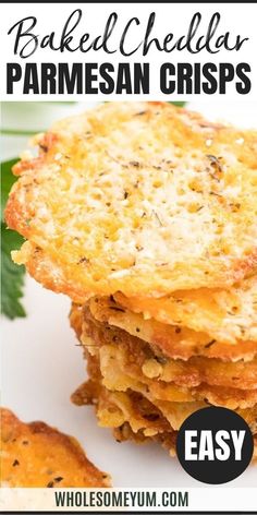 Baked Cheddar Parmesan Crisps Recipe Cheese Chips Recipe, Baked Cheese Crisps, Keto Cheese Chips, Chips Recipes, Parmesan Chips