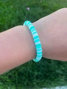 A Preppy Teal and White Bracelet that is perfect for the summer! Only 5 dollars! Comes with a free bracelet if you order more than 2 bracelets Trendy Turquoise Beaded Bracelets For Summer, White Fun Bracelets For Vacation, Fun White Bracelets For Vacation, Handmade Casual Wristband For Beach, Trendy Turquoise Bracelets For Beach Season, Blue Beaded Bracelet Fun Style For Summer, Turquoise Friendship Bracelets For Everyday Summer Wear, Casual Turquoise Bracelet For Beach, Fun Blue Beaded Bracelets For Summer