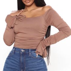 Fashion Nova Nude-Brown Long Sleeve Bodysuit. Bought And Never Worn- No Tags. Size Small. Please Do Not Pay Using Paypal. Brown Stretch Tops For Night Out, Stretch Brown Top For Night Out, Stretch Brown Tops For Night Out, Trendy Fitted Taupe Tops, Brown Top For Spring Night Out, Brown Tops For Spring Night Out, Fashion Nova Tops, Tops Fashion, Womens Bodysuit