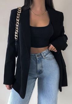 Black Blazer Outfit, Chique Outfit, Blazer Outfits Casual, Blazer Outfits For Women, Fest Outfits, Chique Outfits, Causual Outfits, American Beauty