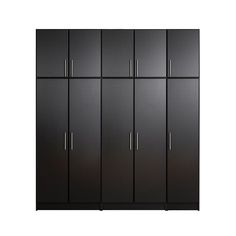 a tall black cabinet with six doors