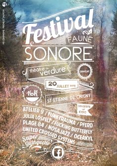 the festival poster for sonore is displayed in front of some trees and grass with blue sky