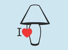 i love lampshade with red heart on grey background