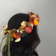 Burnt Orange Dried Flower Crown, Wedding Hair Accessory, Bridesmaid Flower Gift, Rustic&boho Hair Wreath, Girl Child Crown, Engagement Crown - Etsy Marigold Crown, Flower Crown Wedding Veil, Dried Flowers Hair, Flower Crown Wedding Hair, Orange Flower Crown, Wedding Hair Flower Crown, Boho Floral Crown, Fall Flower Crown, Dried Flower Crown