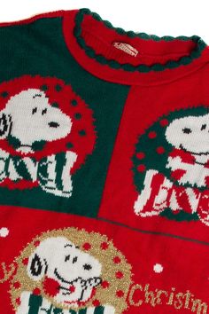 This is a vintage ugly Christmas sweater! That means: 1. We only have one — so you can’t choose a different size or quantity. 2. The size listed on the original tag may not be an accurate indication of the fit. The chest / bust size and length measurements are the most accurate way to estimate the fit. Snoopy Sweaters, Snoopy Sweater, Vintage Snoopy, Recycled Items, Vintage Apparel, Ugly Christmas, Christmas Sweater, Being Ugly, Vintage Christmas