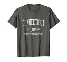 a gray t - shirt with the words confection state in white on it