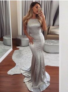 Silver Dress Formal, Silver Mermaid Prom Dress, Silver Dresses, Prom Dresses Mermaid, Silver Prom Dress, Halter Evening Dress, Formal Prom Dresses Long, Mermaid Evening Gown, Prom Dance