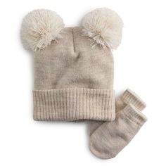 She'll love this adorable hat and mitten set from Addie & Tate.She'll love this adorable hat and mitten set from Addie & Tate. Click on the BABY PRODUCTS & CLOTHES GUIDE to find everything you need to keep your baby healthy and happy!FEATURES 2-piece set includes: Hat and mittens Ribbed cuffs on hat 2 pompoms on hatFABRIC & CARE Age appropriate: 6 months-2 years Hat: Acrylic Mittens: Acrylic, polyester, spandex Hand wash Imported Size: INFANT. Color: Neutral. Gender: female. Age Group: toddler. Cute Cream Soft Knit Hat, Cute Adjustable Crochet Hat For Winter, Cute Adjustable Crochet Winter Hat, Cute Cream Knitted Hats, Cute Crochet Hat For Winter, Cute Crochet Hat Made Of Yarn For Winter, Cute Crochet Yarn Hat For Winter, Clothes Guide, Healthy And Happy