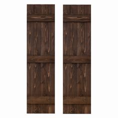 two dark brown wooden doors on white background