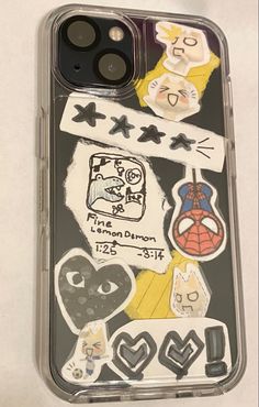 an iphone case with some stickers on it