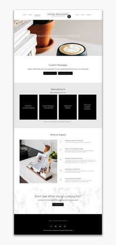 the homepage design for an interior and furniture store, with black and white accents