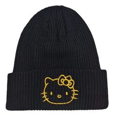 New Hello Kitty Beanie Hat, Color Black . Gorra Negra Cute Black Cap Hat, Black Novelty Beanie Hat, Black Cat Ears Hat With Cat Design, Novelty Black Beanie Hat, Black Cat Design Hat With Cat Ears, Black Hat With Cat Ears And Cat Design, Black Novelty Beanie One Size Fits Most, Trendy Cat Design Hats With One Size Fits Most, Black Novelty Beanie