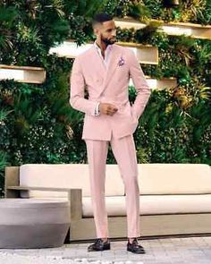 ad eBay - 2Pcs Men Suit Pink Double Breasted Party Groom Tuxedo Wedding Formal Suit Custom - Buy Now, click the link (eBay) Pink Suit Men, Groom Tuxedo Wedding, Terno Slim, Classy Suits, Formal Fashion, Black Men Fashion Swag, Dress Suits For Men, Stylish Blazer, Stylish Men Casual