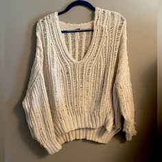 Free People Chunky White Xs/S Oversized Sweater, Brand New Without Tags. Sleeves Have “Distressed” Look. Crochet Chunky Sweater, Chunky White Sweater, Future Wardrobe, Chunky Crochet, Free People Sweaters, White Sweater, Free People Sweater, Chunky Sweater, Oversized Sweater