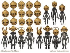 an assortment of cartoon alien heads and body parts