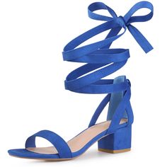 PRICES MAY VARY. [ Material ]: 2 colors: Black, Royal Blue Faux Suede Upper; Rubber sole; ABS Heel 👠 Heel Height: 2'' (approx 5 cm) [ FEATURES ]: Open toe; block heel; tie up closure; lightly padded; classic prom sandal shoes [ Good for Various Occasions ]: Whether a party, work, date, wedding, cocktail, nightclub, homecoming, seas, travel, or other special occasions [ Match ]: You can wear them with many outfits your jeans, pant or skirt 👠 A must-have in every girl's closet! With the lace up Royal Blue Wedding Theme, Navy Blue Heels, Tie Up Heels, Block Sandals, Girl Closet, Blue Heels, Chunky Heels Sandals, 2 Inch Heels, Lace Up Sandals