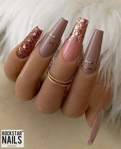 Acrylic Nails Coffin Ombre, Ballerina Nails Designs, Long Acrylic Nails Coffin, Coffin Shape Nails, Glitter Design, Ballerina Nails, Foil Nails, Hot Nails, Chic Nails