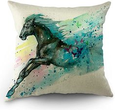 a pillow with a horse painted on it