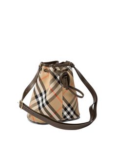 Burberry's "Check mini" bucket bag is a high-fashion accessory that combines elegance and functionality. Crafted from a sophisticated coated cotton blend, the bag sports the classic Burberry Check print. This lightly structured model features a practical cotton interior and is distinguished by its drawstring closure and shield-shaped leather drawstring clips. || - Leather top handle - Detachable and adjustable leather shoulder strap - Drawstring closure - Hand-painted edges - Shiny metal element High Fashion Accessories, Mini Bucket Bag, Burberry Classic, Interior Dimensions, Shoes Bag, Mini Bucket Bags, Mini Bucket, Model Features, Stiletto Shoes